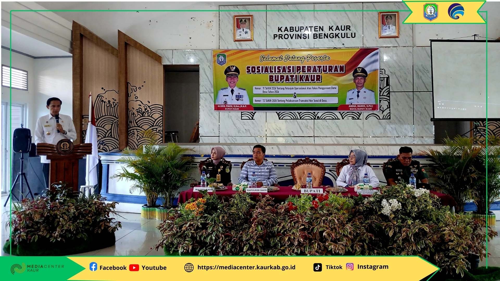 Bupati Kaur Buka Sosialisasi Perda dan Perbup Terkait Dana Desa dan Perlindungan Ketenagakerjaan