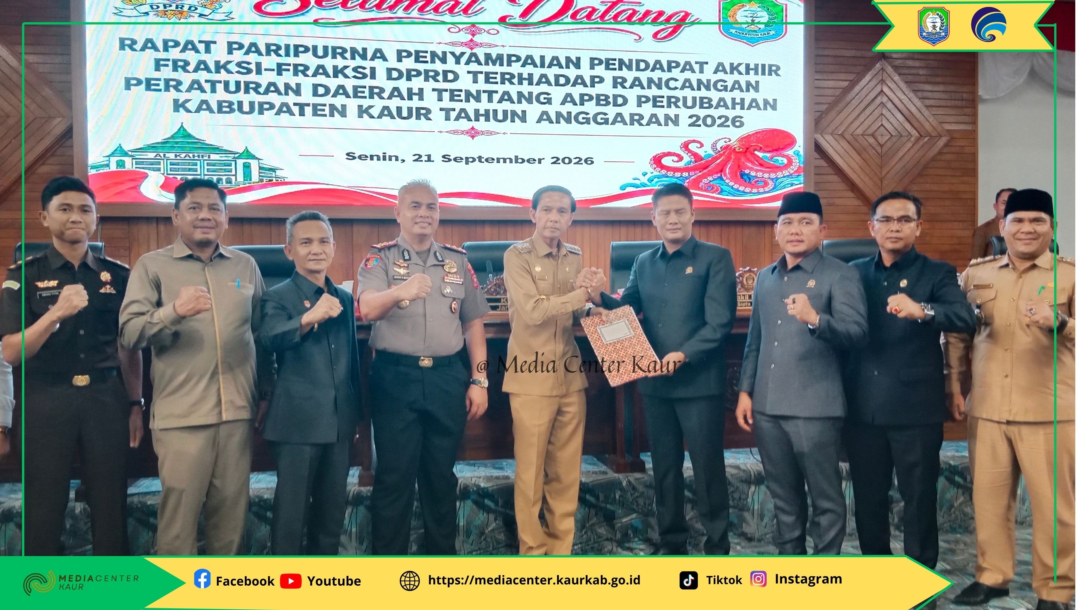 Rapat Paripurna Pendapat Akhir Fraksi DPRD Kaur, Raperda APBD-P 2026 Disetujui untuk Menjadi Perda